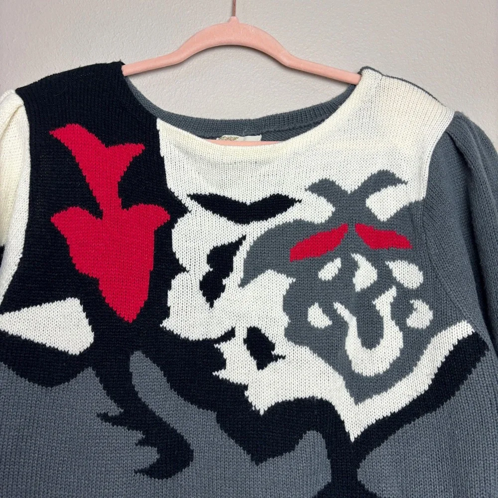 80s Harrington Park Statement Sweater Abstract Art Knit Womens Large‎ 42 Avant